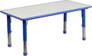 Flash Furniture Emmy Adjustable Classroom Activity Table with 6 Stackable Chairs, Plastic Activity Table for Kids, 23.625" W x 47.25" L, Blue/Gray by CozyNest Decor