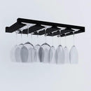 Rustic State Eze 4 Sectional Wood Under Cabinet Wine Glass Holder Wine Glass Rack Hanging Shelf Stemware Bar Organizer - 12 Wine Glass Storage - 10 Inch Deep - Black by CozyNest Decor