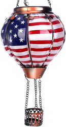 Hot Air Balloon Solar Lantern with Flickering Flame, Glass Hanging Garden Lights Outdoor Waterproof for Tree Yard Patio Mother's Day Gift, 18" H Flag by GreenHaven Gardens
