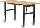 60" Adjustable Workbench,Heavy-Duty Work Table,3000 LBS Load Capacity Hardwood Workstation Outlets with Power Strips, Drawers and Wheels,for Workshop, Garage by GreenHaven Gardens