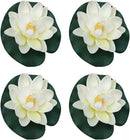 4 Pieces Artificial Floating Lotus Flowers with Lily Pads, Decorative Foam Water Plants for Pond, Pool, Garden Fish Tank Aquarium Home Garden Special Decoration Outdoor Décor,Artificial Flowers by GreenHaven Gardens
