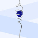 Gazing Ball Spiral Tail Wind Spinner,Decorative Wind Spinner 11inch Tail and 2 inch Glass Orb. Indoor Outdoor Wind Spinner Tail Sun Catcher Garden Decoration-13 inch Height(Dark Blue) by GreenHaven Gardens