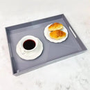 Grey Decorative Tray, Rectangular Large Serving Tray with Handles, Plastic Coffee Table Tray for Ottoman, Living Room, Kitchen Tabletop, 15.7” x 11.8” x1.6” by CozyNest Decor