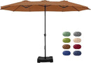 GREEN PARTY 15 ft Rectangle Patio Umbrella with Base Included, Double-Sided Table Umbrella with Crank, Large Outdoor Umbrellas for Patio Poolside Garden Backyard, Tawny by GreenHaven Gardens