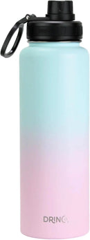 DRINCO Stainless Steel Water Bottle Spout Lid Vacuum Insulated Double Wall Water Bottle Wide Mouth (40oz 32oz 22oz 18oz 14oz) Leak Proof Keeps Cold or Hot (40 oz, 40oz Macaron) by CozyNest Decor