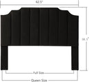 24KF Black Velvet Tufted Queen Upholstered Headboard, Modern Vertical Channel Design California Queen/Full Headboard with Stepped Silhouette Top Edge,Black by CozyNest Decor