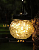 PARTPHONER Solar Lanterns Solar Lights Outdoor Waterproof 6-Pack, Solar Powered Hanging Lights Cracked Glass Hanging Globes for Christmas Decoration, Shepherd Hook, Garden Tree Ornaments by CozyNest Decor