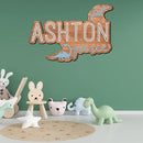 Personalized Wooden Baby Name Sign for Nursery, Dinosaur Nursery Decor for Kids ROM, Name Sign for Boys, Door Hanging Gift/4 by TinyTreasures Baby Boutique