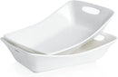 Kanwone Large Serving Bowls with Handles, White Serving Dishes For Entertaining, 1.8 Quarts Porcelain Bowl Set for Turkey, Fruit, Salad, Rectangle Serving Platter for Parites, Thanksgiving, Set of 2 by CozyNest Decor