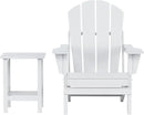 WO Home Furniture Adirondack Chair Table Set of 2 PCS Outdoor Folding Chair w Side Table Weather/UV Resistant for Lawn, Garden, Bon Fire, Balcony (White) by GreenHaven Gardens