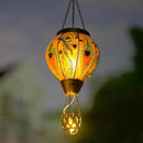 Peacock Hot Air Balloon Solar Lantern with Flickering Flame,Glass Hanging Solar Lanterns Outdoor Waterproof,Hot Air Balloon Decorative Lights for Patio Porch Yard Decor,Peacock Gifts for Women by GreenHaven Gardens