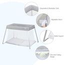 BABY JOY 2 in 1 Travel Crib with Side Zipper, Portable Baby Playard with Soft Washable Mattress, Installation-Free Home Playard with Carry Bag for Airplane, Lightweight Playpen for Infants &Toddlers by TinyTreasures Baby Boutique
