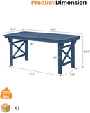 HDPE Outdoor Dining Table, 66.9” Rectangle Patio Dining Table for 6, All-Weather HDPE Outdoor Table with 2.2” Umbrella Hole, HDPE Patio Furniture for Deck, Backyard, Garden, Pool, Navy by CozyNest Decor