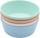 WeeSprout Bamboo Kids Bowls, Set of Four 10 oz Kid-Sized Bamboo Bowls, Dishwasher Safe Kid Bowls (Pastel Coral, Blue, Mint & Off White) by TinyTreasures Baby Boutique