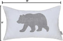 Bear Pillow Covers 12x20 Inches Decorative Cotton Linen Throw Lumbar Waist Embroidered Cushions Covers for Couch Sofa Bedroom (White) by CozyNest Decor
