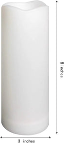 CANDLE CHOICE Waterproof Outdoor Battery Operated Flameless Candles Remote Timer White Tall Plastic Fake Realistic Flickering Electric LED Pillars for Lantern Wedding Christmas Decorations 3”x8” 3PCS by GreenHaven Gardens
