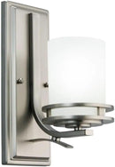 Kichler Hendrik 12" Wall Sconce in Brushed Nickel, 1-Light Modern Wall Mount Light with Satin Etched Cased Opal Glass, (12" H x 5.25" W), 5076NI, 24.75 in by CozyNest Decor
