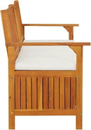 vidaXL Solid Acacia Wood Storage Bench with Cushion- Brown & Cream White, Indoor-Outdoor Versatile Bench with Ample Storage, Comfortable Padded Cushion Included by CozyNest Decor