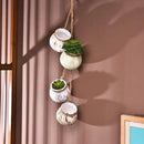 SOUJOY 6 Pack Hanging Succulent Planters, 4'' Mini Ceramic Wall or Ceiling Mount Dangling Plant Pot, Hanging Flower Pot with Jute Rope for Indoor Outdoor Decor, Light Beige by GreenHaven Gardens