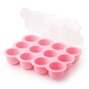 Samuelworld Baby Breast Milk and Food Storage Container, 12 Portions x 2.5oz, Stackable Food Grade Silicone Tray with Clip-On Hard Lid for Homemade Purees, Vegetables & Fruits - Pink by TinyTreasures Baby Boutique