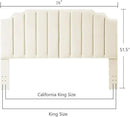 24KF Cream Velvet Tufted King Upholstered Headboard, Modern Vertical Channel Design California King Headboard with Stepped Silhouette Top Edge,Cream by CozyNest Decor