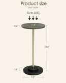 Masupu Drink Table, Round Side Table for Small Spaces, Pedestal Side Table, Small End Table with Metal Base, for Living Room, Bedroom, Bathroom, Grey by CozyNest Decor
