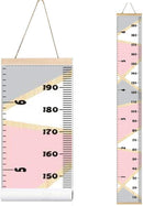 Kids Growth Chart, Wood Frame Fabric Canvas Height Measurement Ruler from Baby to Adult for Child's Room Decoration 7.9 x 79in (7.9 x 79in, Pink & Grey) by TinyTreasures Baby Boutique