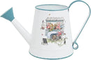 Cute Small Watering Can Indoor Plants Garden Metal Decorative Watering Cans for Outdoor Plants Bonsai Outdoor Garden Flower Decorative (White Blue, 1.5L, 50.7 Oz) by GreenHaven Gardens