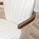 LUNLING Swivel Dining Chairs Set of 4, Mid Century Modern White Faux Leather Kitchen Chairs with Arms,Bamboo Legs Side Chairs No Wheels,Accent Chair for Dining Rooms and Offices by CozyNest Decor