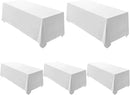 Surmente 5 Pack White Rectangle Tablecloth 90 x 156-inch Rectangular Polyester Table Cloth for Weddings, Banquets, or Restaurants by CozyNest Decor