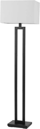GLOBE Electric 67046 58" Floor Lamp, Matte Black Finish, White Linen Rectangular Shade, Modern Geometric Cutout Design, E26 Base by CozyNest Decor