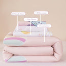 PERFEMET 4 Piece Toddler Girl Bedding Set Space Theme Pink Toddler Bed Set with Sheets Soft Reversible Astronaut Planets Crib Bed Comforter for Kids Girls by TinyTreasures Baby Boutique
