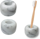 White Marble Toothbrush Stand/Holder - Real Marble Toothbrush Stand - Minimalist Modern Single Tooth Brush Holder. Pack of 2 by CozyNest Decor