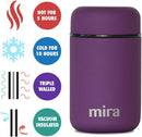MIRA Insulated Food Jar Thermo for Hot Food & Soup, Compact Stainless Steel Vacuum Lunch Container for Meals To Go - 13.5 oz, Purple by TinyTreasures Baby Boutique