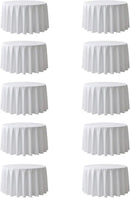 Surmente 120 inch Round tablecloths -10 Pack White Round Table Cloths, Polyester Fabric Table Covers for Weddings, Banquets, or Restaurants by CozyNest Decor
