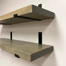 Rustic Shelves with J-Brackets Set of 2, Industrial Shelf, Kitchen Shelves, Solid Wood, Decorative Wall Storage, Heavy Duty, URBANDI (Grey, 24Wx8D) by CozyNest Decor