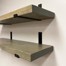 Rustic Shelves with J-Brackets Set of 2, Industrial Shelf, Kitchen Shelves, Solid Wood, Decorative Wall Storage, Heavy Duty, URBANDI (Grey, 24Wx12D) by CozyNest Decor