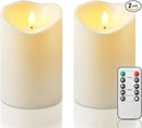 Homemory 4"x6" Outdoor Waterproof Flameless Candles with Timers and Remote Control, Battery Operated Candles, LED Plastic Candles, Ivory White, Set of 2 by CozyNest Decor