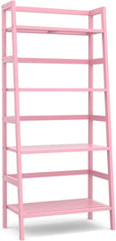 Homykic Bamboo Ladder Bookshelf, 4-Tier Ladder Shelf Open Book Shelf Freestanding Bookcase Bathroom Storage Rack Plant Stand for Living Room, Bedroom, Office, Easy Assembly, Pink by CozyNest Decor