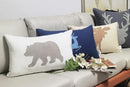 Bear Pillow Covers 12x20 Inches Decorative Cotton Linen Throw Lumbar Waist Embroidered Cushions Covers for Couch Sofa Bedroom (White) by CozyNest Decor