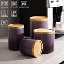Sweejar Ceramic Food Storage Jar, Stackable Kitchen Canisters, Containers with Airtight Seal Wooden Lid for Serving Ground Coffee, Tea, Sugar, Salt and More - 16 Fl Oz (Gradient Purple) by CozyNest Decor