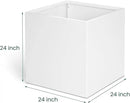 White Steel Planter Square Outdoor Planters Galvanized Steel Planter Box Indoor Metal Large Planters Cube Heavy Duty Flower Pot 24 Inch Modern Commercial Residential for Trees Patio Deck Yard Garden by CozyNest Decor