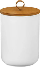 Ceramic Storage Jars, Modern Elegant Highly Polished Airtight Gorgeous Storage Canisters with Wooden Lid Small Food Stroage Jar for Kitchen Spice Tea Vanilla Sugar Coffee Beans (White tuba) by CozyNest Decor