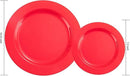 FLOWERCAT 60PCS Red Plastic Plates - Heavy Duty Red Plates Disposable for Party - Include 30PCS 10.25inch and 30PCS 7.5inch for 30 guests Party & Christmas & New Year by CozyNest Decor