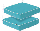 PNP FKJP 2 Pack Outdoor Chair Cushion 20" X 20" X 4", Waterproof Outdoor Seat Cushions with Non-Skid Ties, Aqua Blue (Cushion + Cover) by GreenHaven Gardens