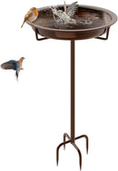 Metal Bird Bath for Outside, 36.2" Height Birdbath Bowl Standing Bird Feeders for Outdoors with 4 Prongs Base Stake, Freestanding Birdfeeders for Garden Yard Lawn Decor (Brown) by GreenHaven Gardens