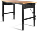 Adjustable Height Workbench, Heavy Duty Table Rubber Wood Workstation with Power Outlet & Pegboard for Garage, Office, Workshop, Home,Commercial (48"×24") by GreenHaven Gardens