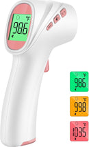 Forehead Thermometer for Adults, Kids & Babies, No-Touch Digital Thermometer with LCD Backlight Display, FSA HSA Eligible, Fever Alarm and 1s Instant Reading - Pink by TinyTreasures Baby Boutique