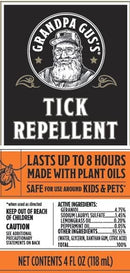 Grandpa Gus's Natural Tick Repellent Spray with Essential Oils - for Humans, DEET-Free, Up to 8 Hours of Protection, Camper Essentials, Safe Around Kids and Dogs, 4 oz (Pack of 2) by TinyTreasures Baby Boutique