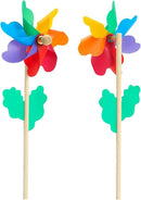 BLUE PANDA 12-Pack Rainbow Flower Pinwheels for Yard and Garden - Wind Spinners and Outdoor Party Favors for Kids, Pride and Birthday Decorations by GreenHaven Gardens
